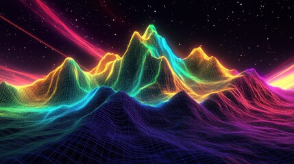 Abstract Colorful Mountain Range with Wave Patterns