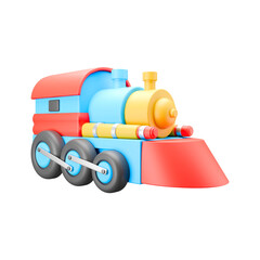 3d render icon toy train isolated on white background