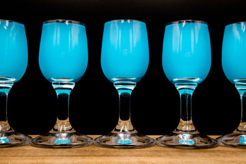 High-proof alcohol in a glass, bar, club.
