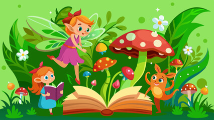 Naklejka premium fairies and mushrooms