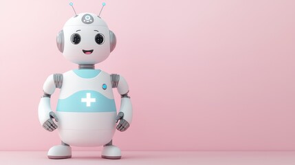 Futuristic Smart Robot Nurse in High-Tech Surgery - Cartoon Style 3D Illustration with High Luminosity in 32K Resolution