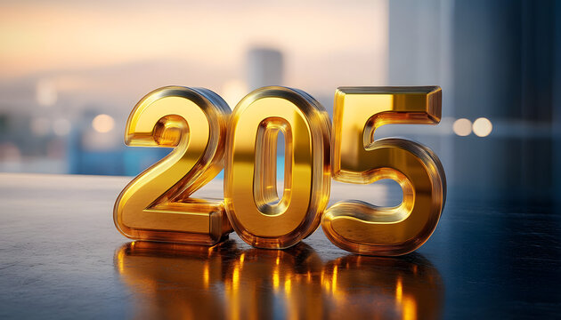 2025 golden symbol bold letters 3d-illustration.