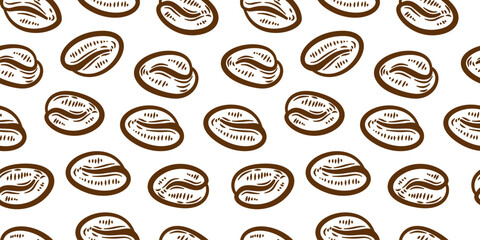 Coffee beans pattern background. coffee beans background. Coffee beans wallpaper. Coffee Beans Illustration for packaging.	
