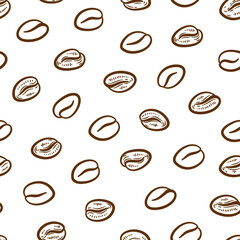 Coffee beans pattern background. coffee beans background. Coffee beans wallpaper. Coffee Beans Illustration for packaging.	
