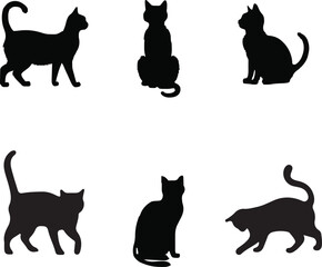 Cat silhouettes on white background