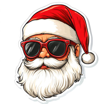 Cool Santa Claus with Sunglasses, Isolated