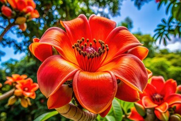 Capturing the Ceibo flower, Argentina's national symbol, this closeup displays its radiant colors and unique petal design, showcasing the beauty of nature&acirc;&euro;&trade;s creations.
