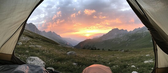 Sunrise Mountain View from a Tent