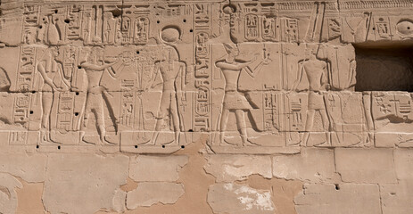 Architecture of ancient Egypt, Luxor. Places of rule of pharaohs, hieroglyphs
