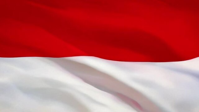 Beautiful Indonesian flag waving the red and white flag represents symbol of courage and purity