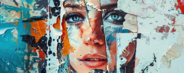 Paper collage with glue smears, mixed media texture, 4K hyperrealistic photo