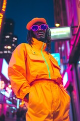 Obraz premium Young adult wearing neon colors trend