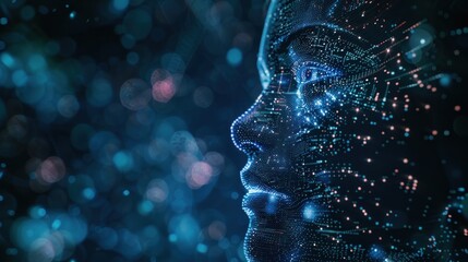 Digital Human Portrait, Abstract Art of a Face