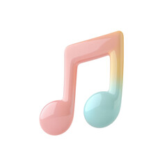 Music note isolated on white transparent. Cartoon minimal style symbol