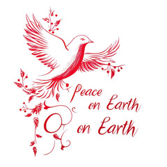 Obraz premium Peace Day Dove Symbol on Textured Background - Editable Vector