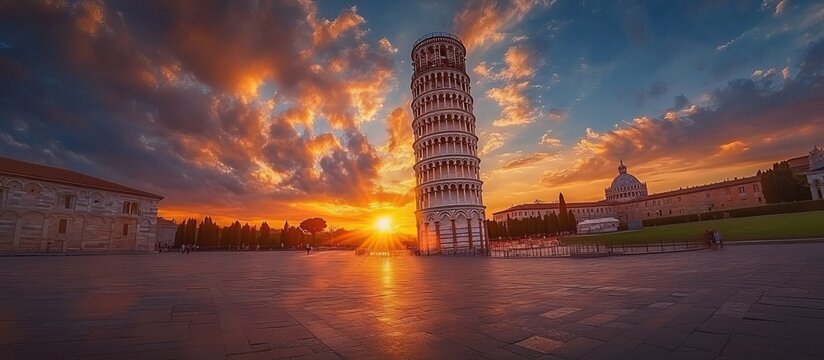 Sunset over the Leaning Tower of Pisa
