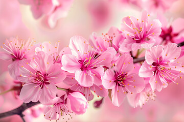 Obraz premium Close-Up of Beautiful Sakura Blossoms Background