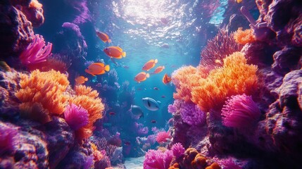 Fototapeta premium Worms-eye view of a vibrant underwater world
