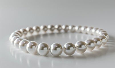 Obraz premium Elegant pearl necklace, white background, 4K hyperrealistic photo