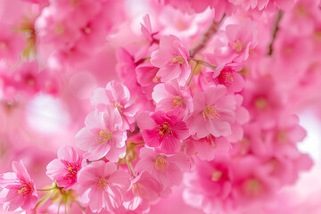 Naklejka premium Close-Up of Beautiful Sakura Blossoms Background
