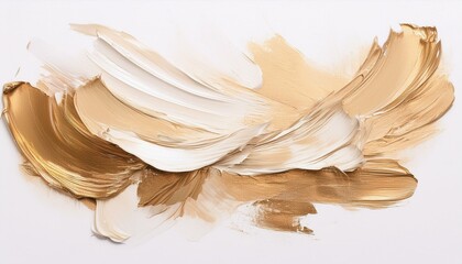 ivory oil brush stroke on white background; abstract art collage; modern design