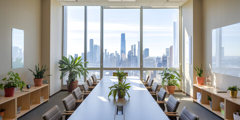 Modern Office Meeting Room with City View
