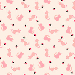 Little cat on pink background