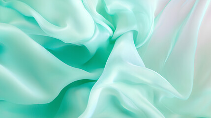 Fototapeta premium Green fabric with a pattern of waves