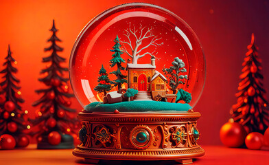 Obraz premium Festive beautiful Christmas and New Year composition, magic New Year's ball