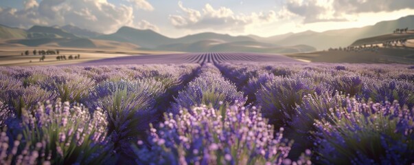 Obraz premium Blooming lavender fields, 4K hyperrealistic photo,