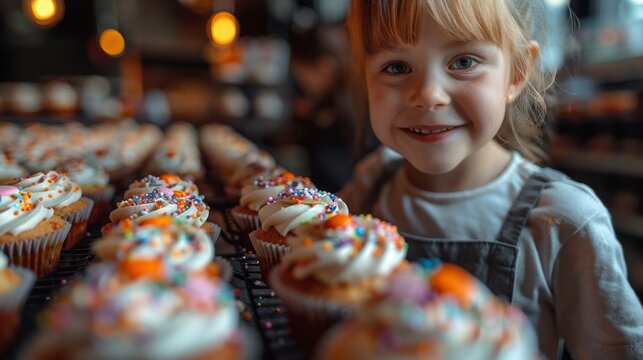 Halloween, spookiest day of year. scene of children helping to decorate cupcakes with spooky frosting and sprinkles, their excitement and anticipation growing as the Halloween feast takes shape