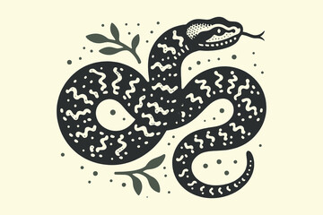 Snake, viper. black vector illustration, emblem, pattern