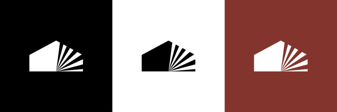 Simple minimalist house logo featuring clean lines and geometric shapes, perfect for modern architecture, real estate, or home-related businesses. Stylish, elegant, and contemporary design
