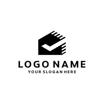 Simple minimalist house logo featuring clean lines and geometric shapes, perfect for modern architecture, real estate, or home-related businesses. Stylish, elegant, and contemporary design