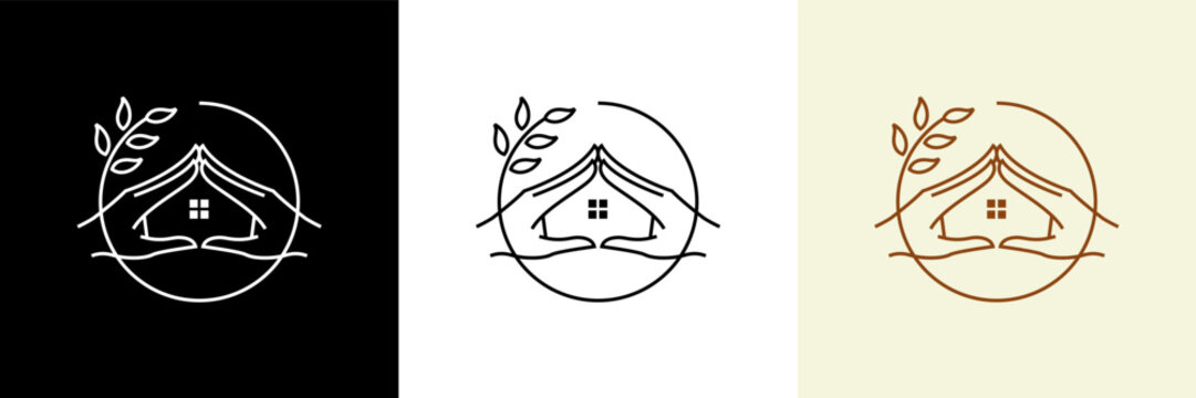 Simple minimalist house logo featuring clean lines and geometric shapes, perfect for modern architecture, real estate, or home-related businesses. Stylish, elegant, and contemporary design