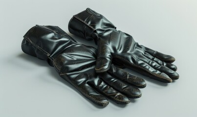 Pair of leather gloves, white background, 4K hyperrealistic photo