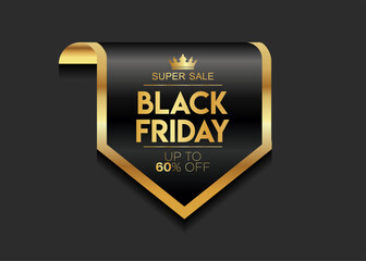 Black Friday golden luxury label premium quality certificate ribbons vector illustration 