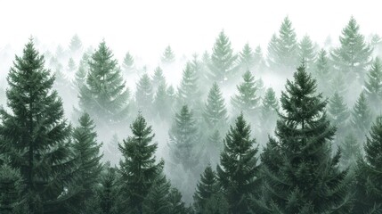 Obraz premium Mysterious Evergreen Forest shrouded in Mist