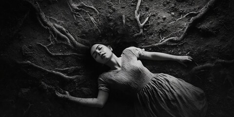 Woman lying on ground