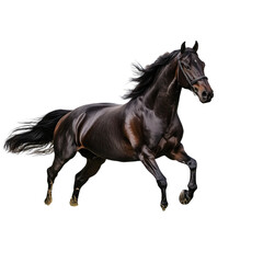 Black Horse Galloping Isolated on a Transparent Background