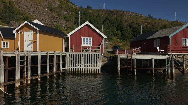 Tind Lofoten islands Norway Aerial drone view