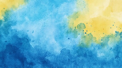 Fototapeta premium Abstract watercolor background with blue and yellow hues.