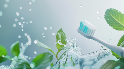 Tooth protection, floating toothbrush for dental care and oral hygiene as electric toothbrush cleaning machine with water splash 