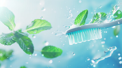 Tooth protection, floating toothbrush for dental care and oral hygiene as electric toothbrush cleaning machine with water splash 