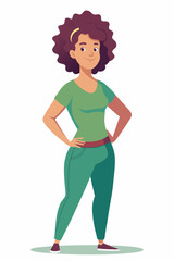 Confident Young Woman with Curly Hair in Stunning Vector Illustration
