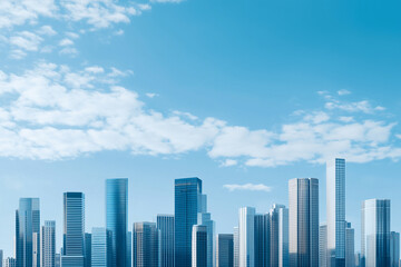 Fototapeta premium Skyscrapers Under Blue Sky and White Clouds