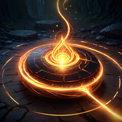 Glowing Fire Magic Circle Rune Concept Art