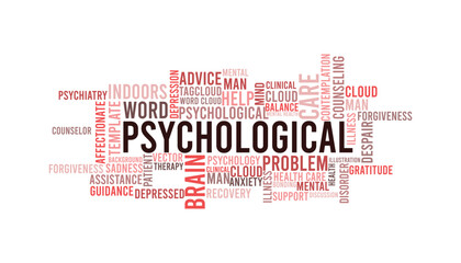 Psychological word cloud template. Business concept vector background defarance keword collurful design.