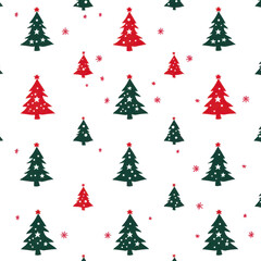 Red and Green Christmas Trees Seamless Pattern