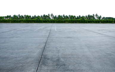 Empty parking lot with empty sky isolated on transparent background, PNG File